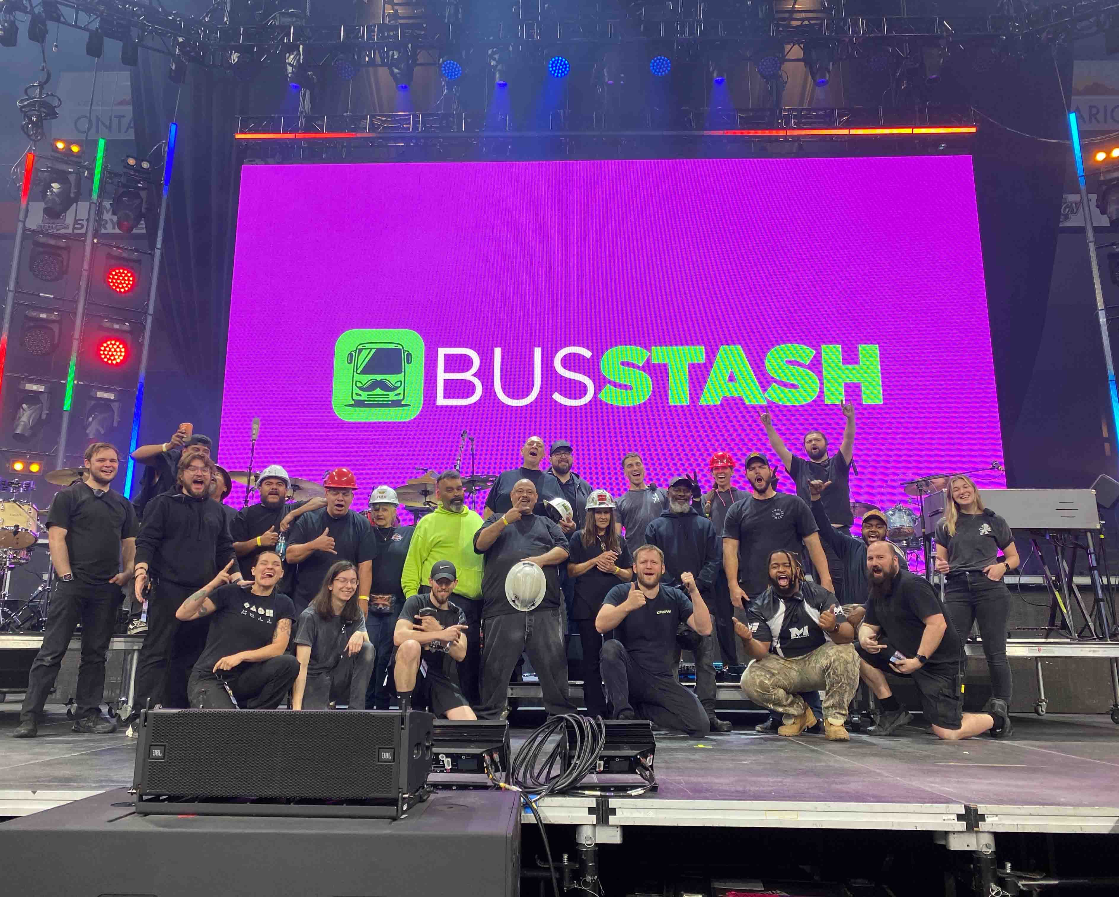 Tour team using Bus Stash on the road