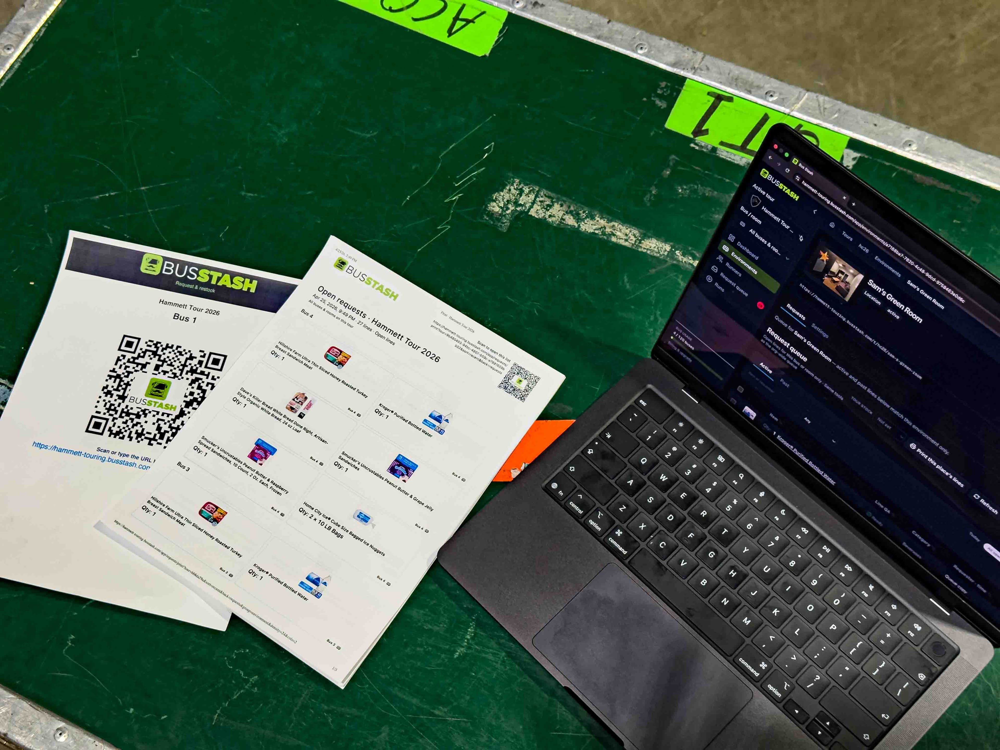 Bus Stash supply workflow in a real touring context