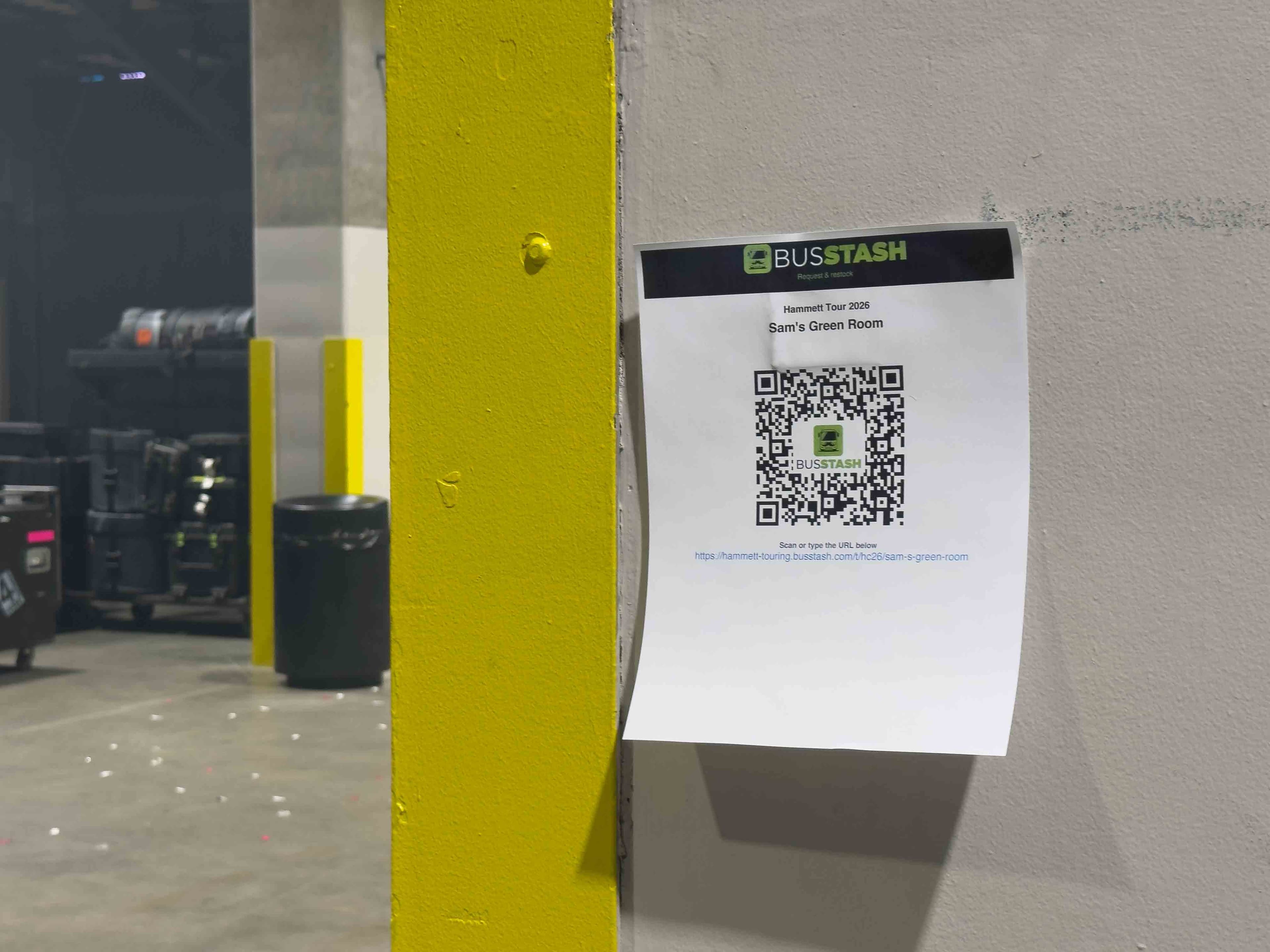 Wall-mounted QR signage for bus or room requests